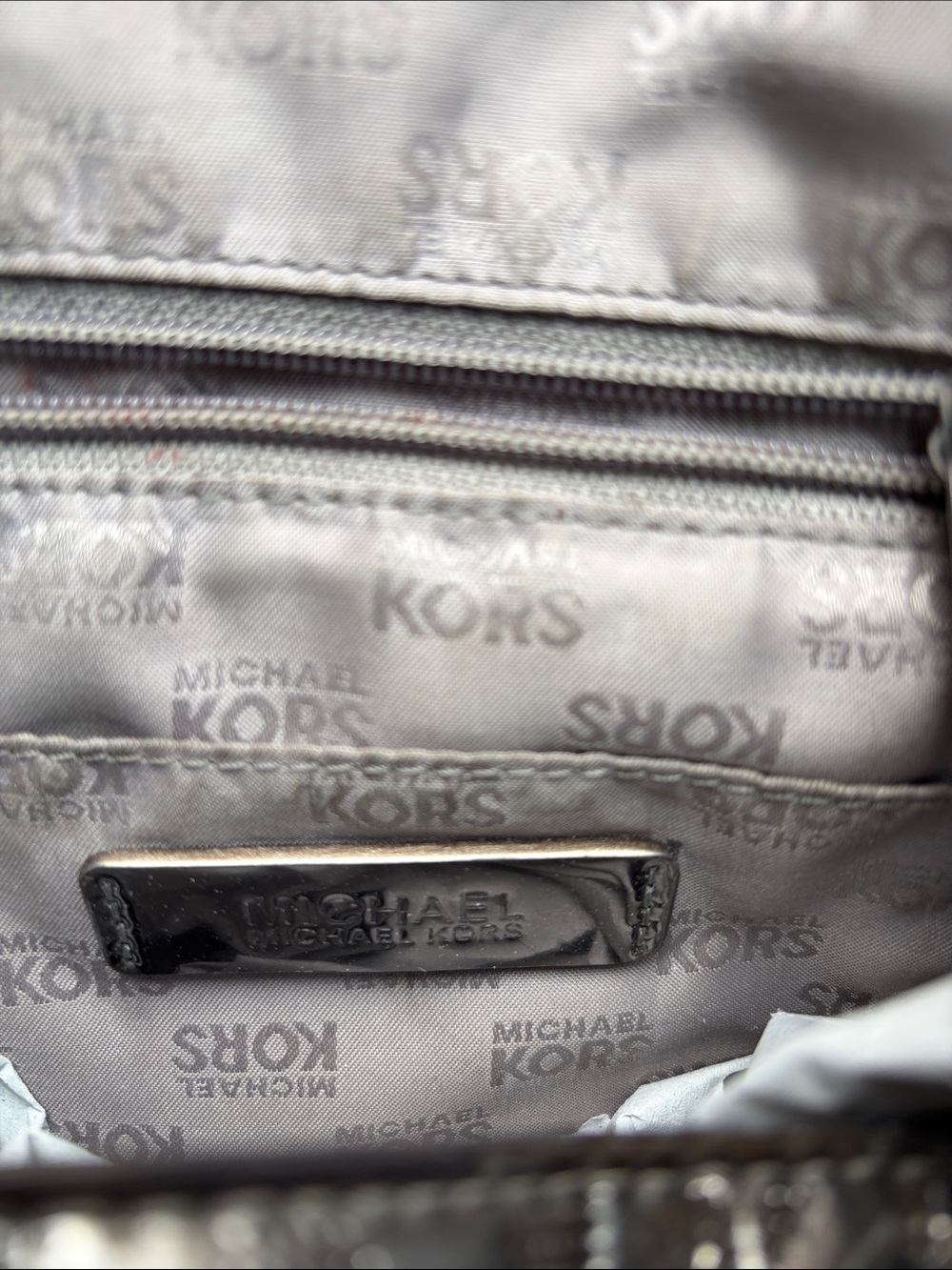 MICHAEL KORS Metallic Gunmetal Tote Bag with Chain Straps - Picture 2 of 5